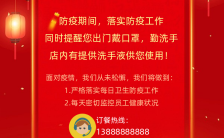红色中国风餐饮美食门店疫情后年后恢复营业通知手机海报缩略图