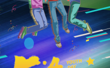 卡通时尚手绘紫色五四青年节文化宣传手机海报缩略图