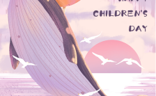 六一儿童节紫色梦幻六一儿童节快乐贺卡祝福手机海报缩略图