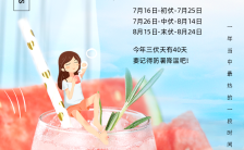 小清新餐饮行业三伏天冷饮奶茶店促销宣传海报缩略图