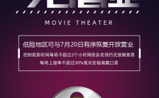 紫色梦幻电影院恢复开放营业宣传手机海报缩略图