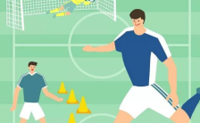 绿色扁平手绘插画足球训练招生宣传手机海报缩略图
