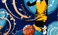 蓝色炫酷国际篮球日宣传手机海报缩略图