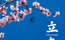 蓝色中国风24节气立春宣传海报缩略图