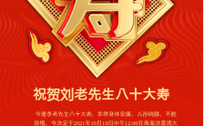 红色复古八十大寿寿宴老人生日祝寿邀请函海报缩略图