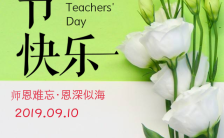 淡绿色清新拼接教师节祝福教师节典礼晚会邀请H5模板缩略图
