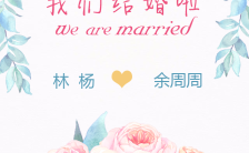 韩式甜美文艺手绘花朵婚礼邀请函H5模板缩略图