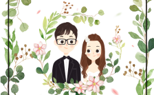 韩式森系卡通手绘婚礼邀请函请帖H5模板缩略图