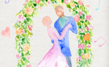 轻松浪漫花朵环绕小清新风格婚礼邀请函缩略图
