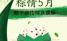 清新自然简约时尚端午节粽子宣传促销模板缩略图