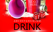 红色时尚DRINKNIGHT酒吧饮品手机海报缩略图